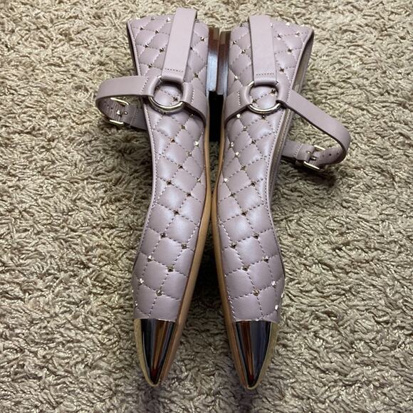 Authentic Valentino Poudre Rockstud Gold Pointe flats Shoes Size 38/8 - Picture 4 of 11